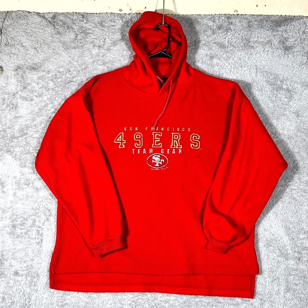 Vintage San Francisco 49ers Fleece Hoodie Mens Large Red Iron Knights Athletics